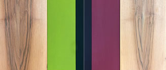 Hugin und Munin | Bild-Paar aus Nussholz auf eingefärbter Holzplatte | H. 185 cm B. 70 cm pro Bild